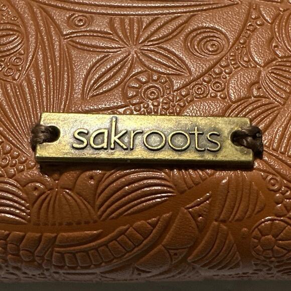 Sakroots lg smartphone crossbody bag wallet brown faux leather adjustable strap - Picture 2 of 12